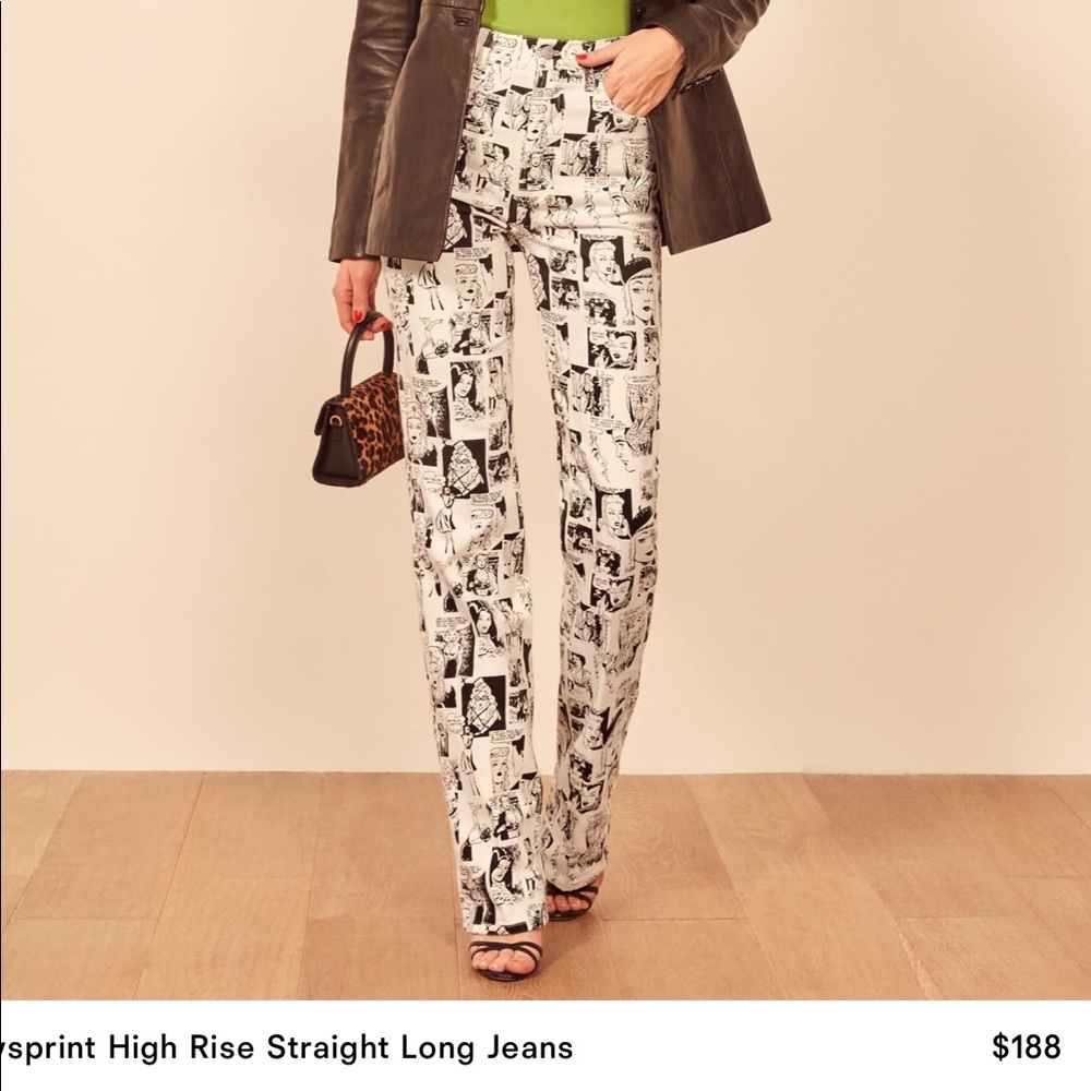 Reformation newsprint pants